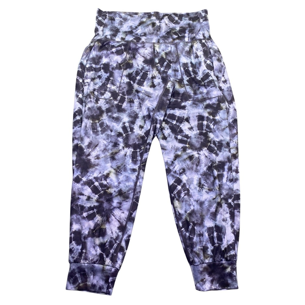 Athleta Salutation Printed Jogger Purple Tie Dye High Rise Pants 1X Athleisure